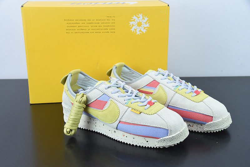 union x nike cortez yellow purple red dr1413-100